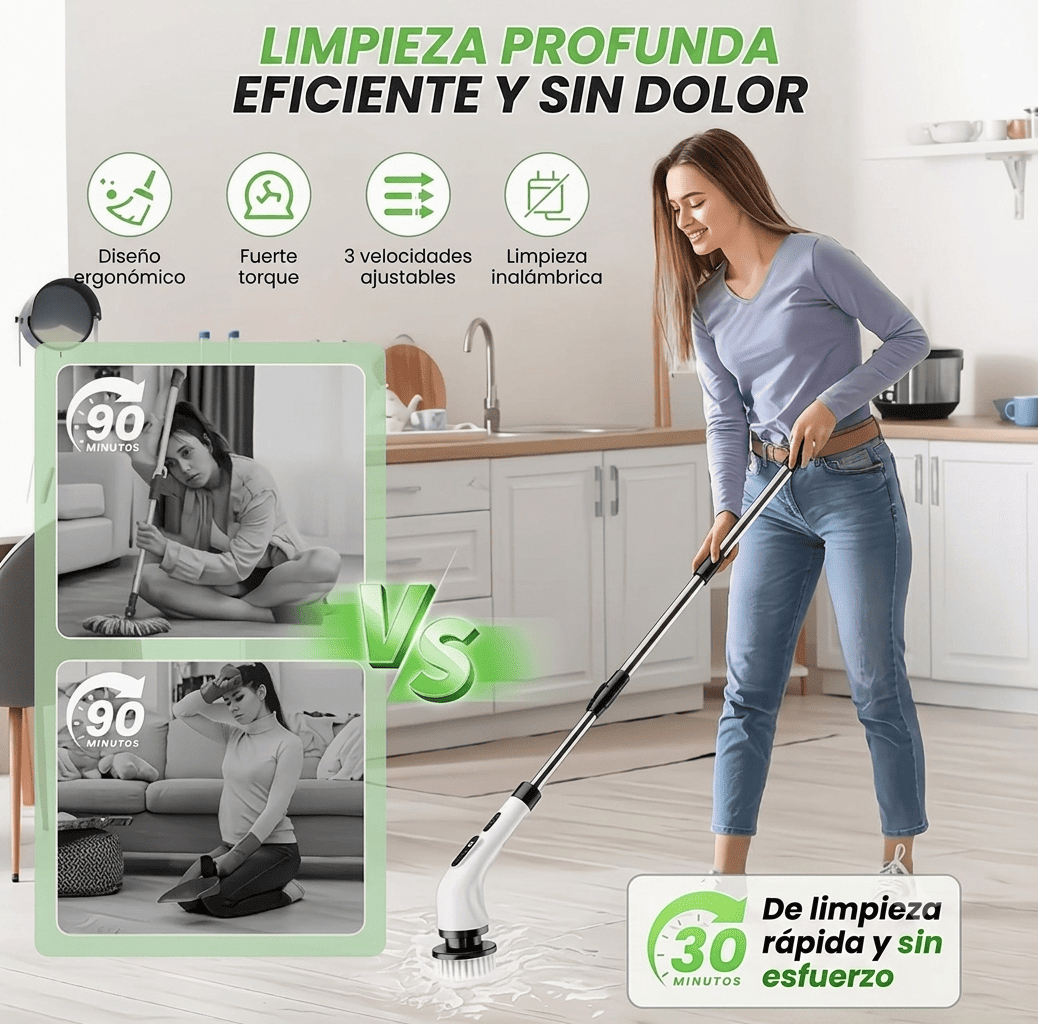 Cepillo Eléctrico Limpiador UltraScrub™ 9 en 1 - Inalámbrico y Extensible