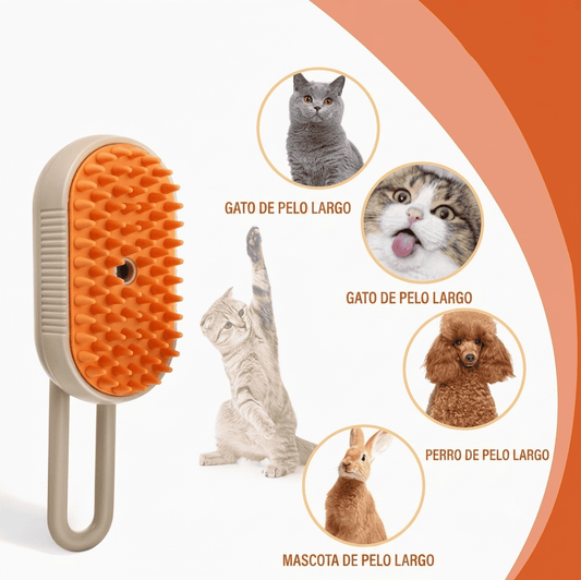 Cepillo de Vapor Pro™ 3 en 1 para Mascotas - Masaje, Limpieza y Anticaída