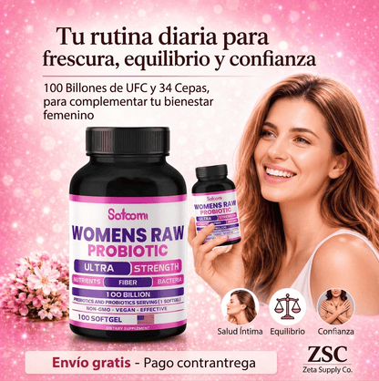 Womens Raw Probiotic 100B - Elimina Infecciones, Malos Olores y Regula tu Flora Íntima