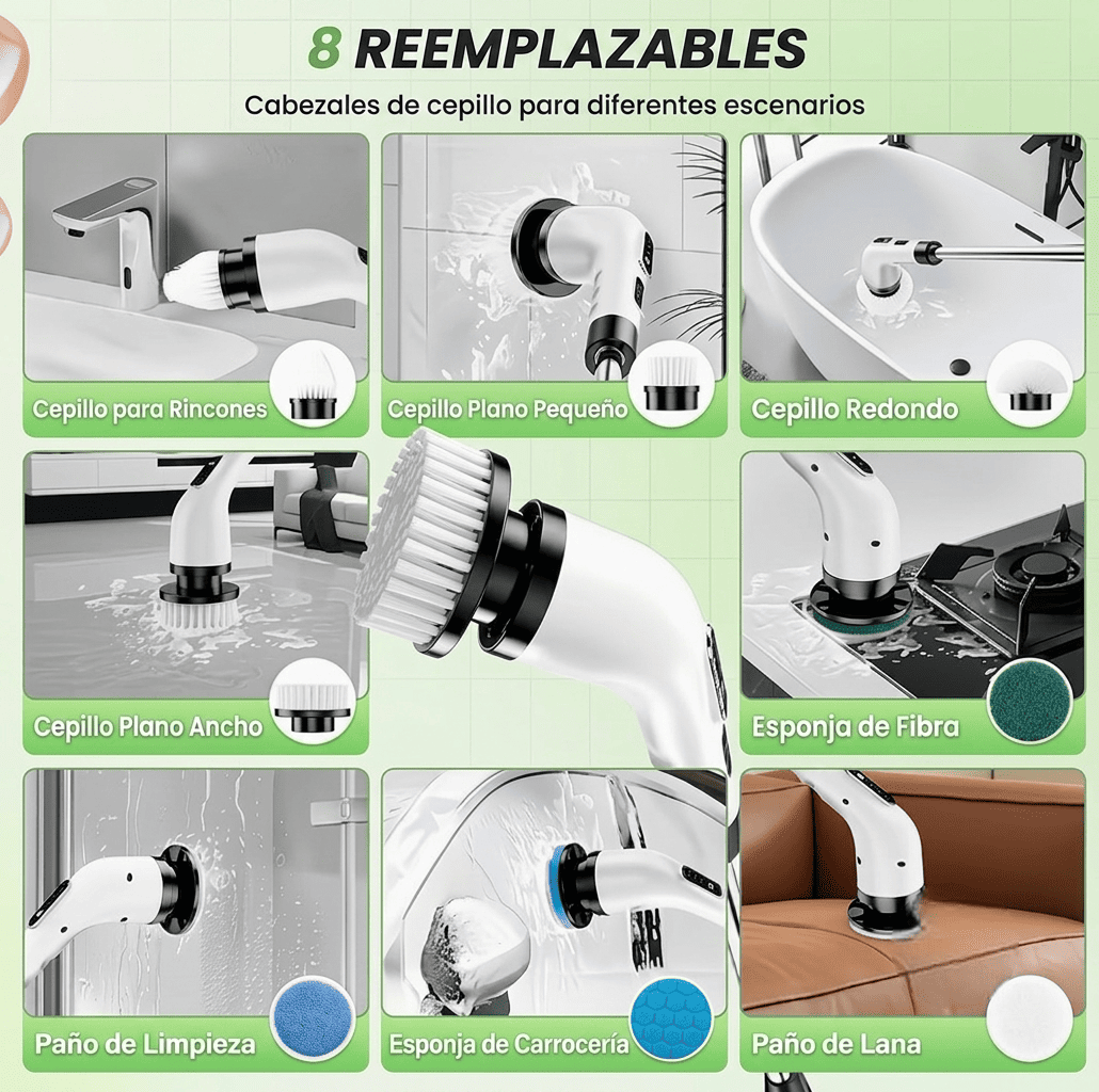 Cepillo Eléctrico Limpiador UltraScrub™ 9 en 1 - Inalámbrico y Extensible