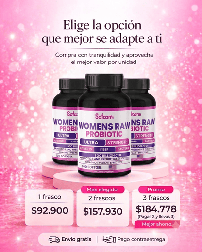Womens Raw Probiotic 100B - Elimina Infecciones, Malos Olores y Regula tu Flora Íntima